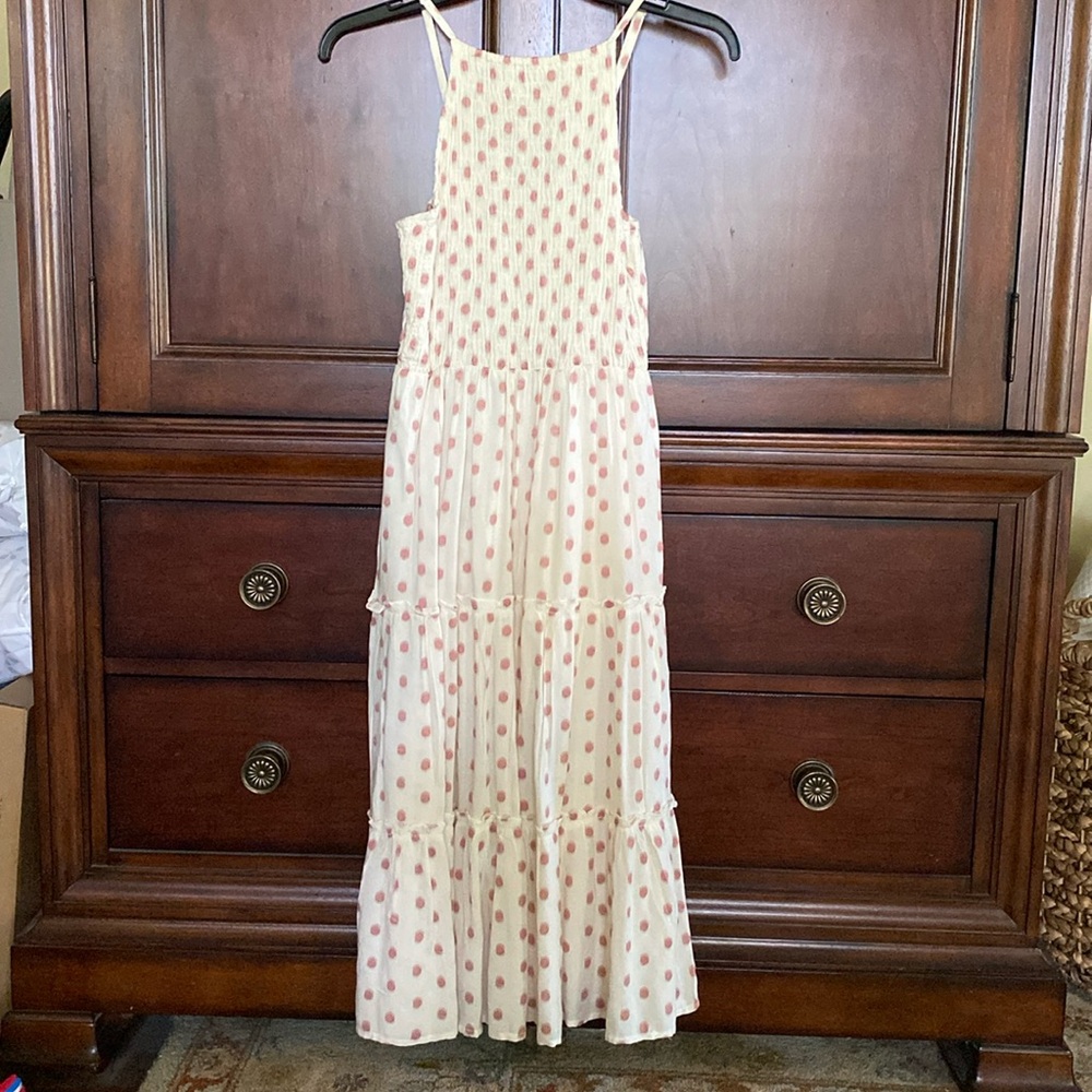 ⭐️ LIKE NEW ⭐️ Sim & Sam XS cream & rosy pink ruffle dress